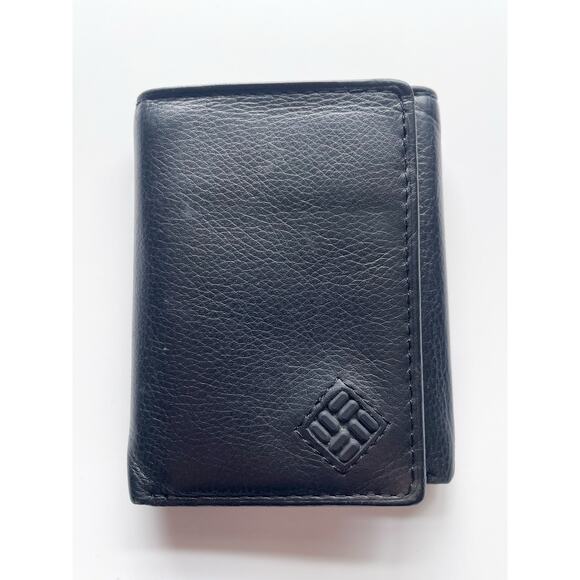 Men's Columbia Black Tri-Fold Leather Wallet - Picture 1 of 5